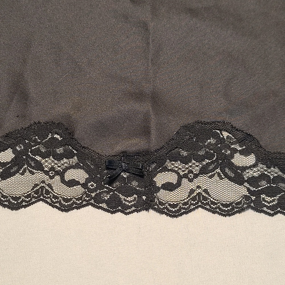 Maidenform Half Slip Womens Large Black Vintage Lace Trim‎ Bow 81610-27 USA Made